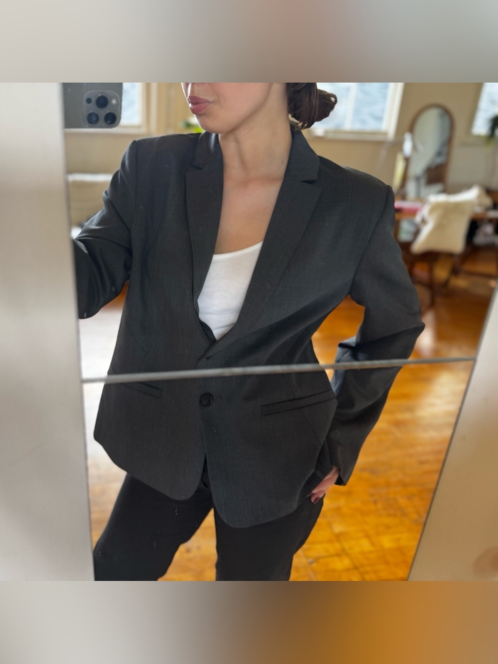 Ann Taylor Charcoal Gray Single-Button Women's Blazer